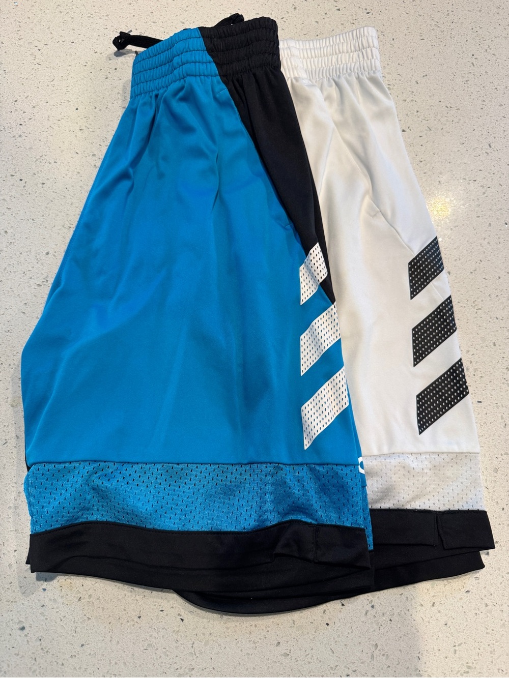 Adidas Blue and White Athletic Shorts Duo with Bold Stripe Accents (2 Pair)
